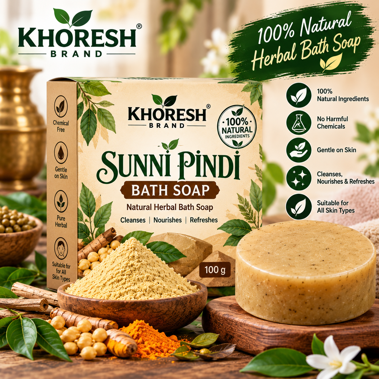 Home khoresh sunni pindi herbal soap advertisement